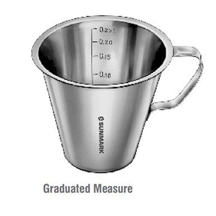 Graduated Measure 250 ccm Stainless Steel Stainless steel graduated measure for laboratory and medical use
