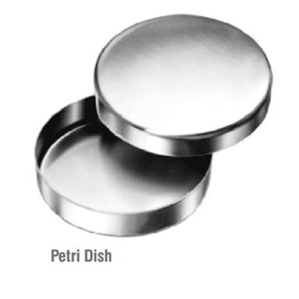 Stainless steel Petri dish with lid for laboratory and clinical use