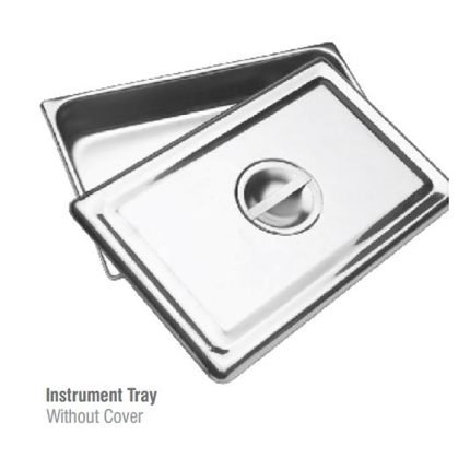 Stainless steel instrument tray for medical and surgical use