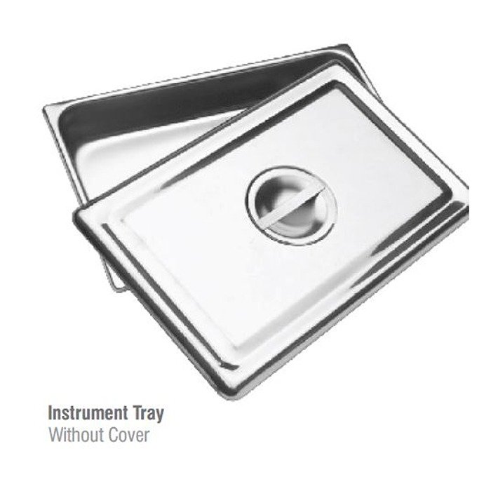 Stainless steel instrument tray for medical and surgical use