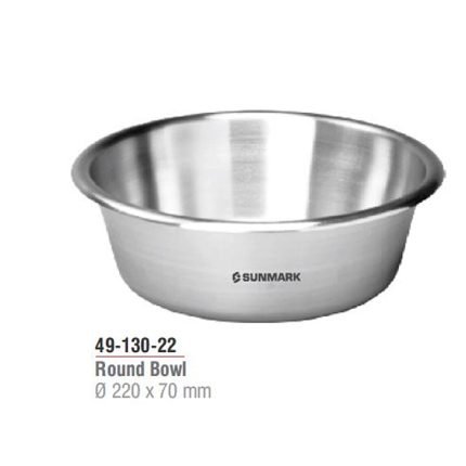 Stainless steel round bowl Ø 220 x 70 mm for medical and surgical use