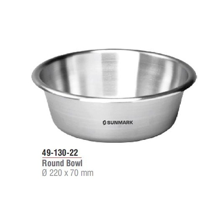 Stainless steel round bowl Ø 220 x 70 mm for medical and surgical use