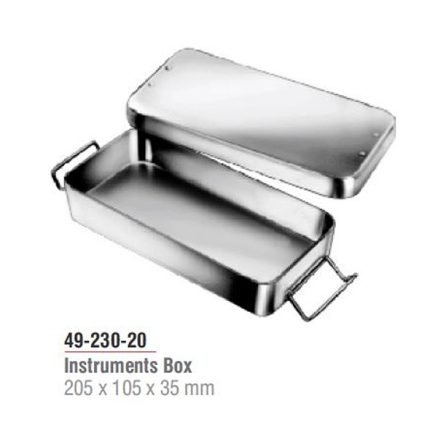 Stainless Steel Instrument Box 205 x 105 x 35 mm with Lid