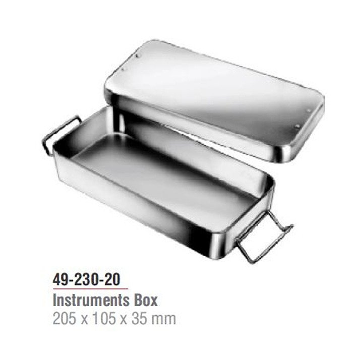 Stainless Steel Instrument Box 205 x 105 x 35 mm with Lid
