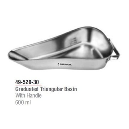 Graduated Triangular Basin 600 ccm 600 ml Stainless Steel for Medical and Laboratory Applications
