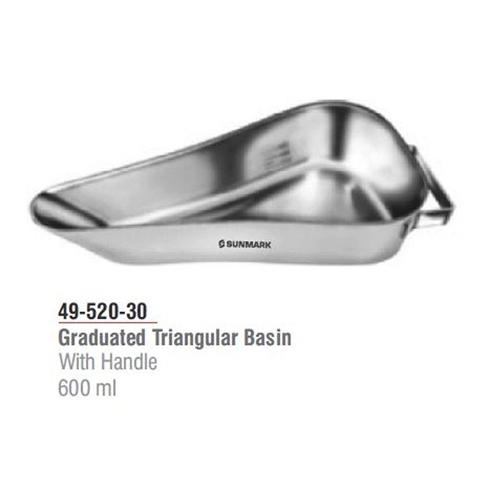 49-520-30 Graduated Triangular Basin 600 ccm 600 ml Stainless Steel for Medical and Laboratory Applications