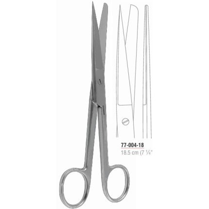Straight operating scissors 18.5 cm sharp blunt stainless steel surgical instrument