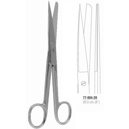 Straight operating scissors 20.5 cm sharp blunt stainless steel surgical instrument