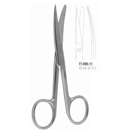 Curved operating scissors 12 cm sharp blunt stainless steel surgical instrument