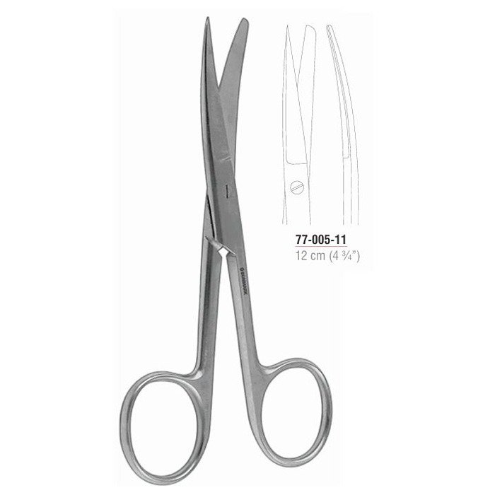 Curved operating scissors 12 cm sharp blunt stainless steel surgical instrument