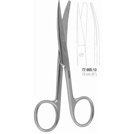 Curved operating scissors 13 cm sharp blunt stainless steel surgical instrument