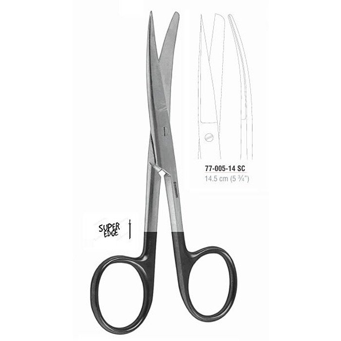 SuperCut curved operating scissors 14.5 cm sharp blunt stainless steel surgical instrument