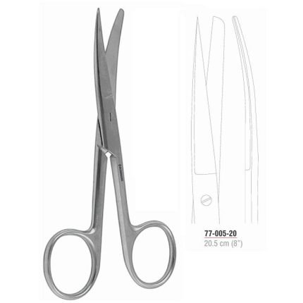 Curved operating scissors 20.5 cm sharp blunt stainless steel surgical tool