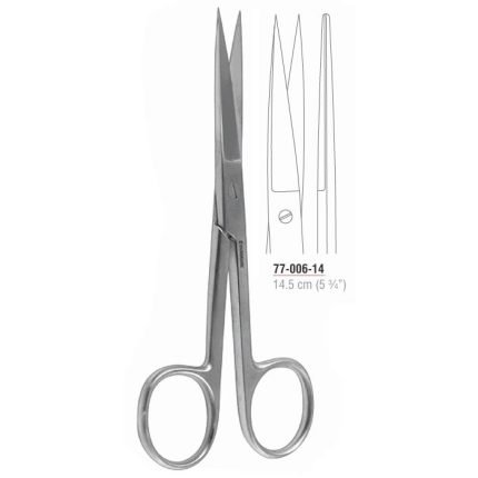 Operating Scissor Straight Sharp/Sharp 14.5 cm stainless steel surgical instrument