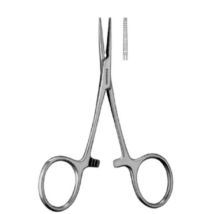 23-150-08 Terrier haemostatic forceps with 1x2 teeth, 8.5 cm, stainless steel.