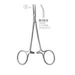 Curved micro mosquito forceps, 1x2 teeth, 12 cm, stainless steel.