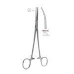 Curved Bengolea haemostatic forceps, 21 cm, stainless steel.