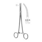 Heiss haemostatic forceps, curved, 20 cm, stainless steel.