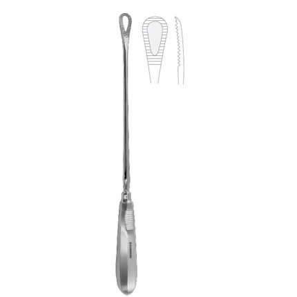 Pestalozza Placenta Scoop 30 cm - 11 3/4" stainless steel obstetric surgical instrument.