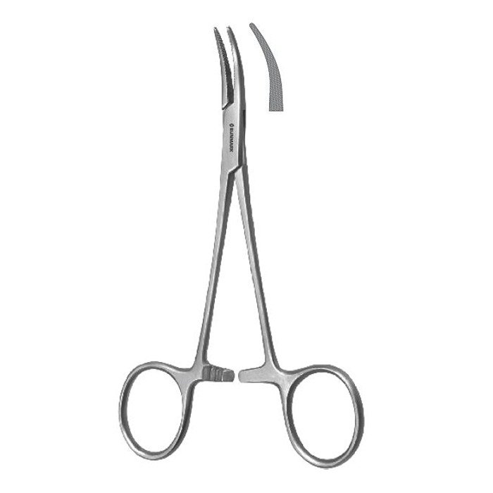 Haemostatic Forcep Cross Serrated Jaw 12.5 cm stainless steel.