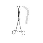 Guyon kidney pedicle clamp curved 21.5 cm stainless steel.