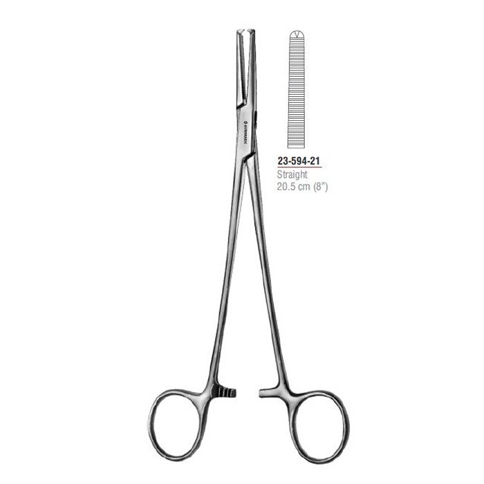 Phaneuf Hysterectomy Forcep Straight 20.5 cm stainless steel with 1 x 2 teeth for secure tissue clamping