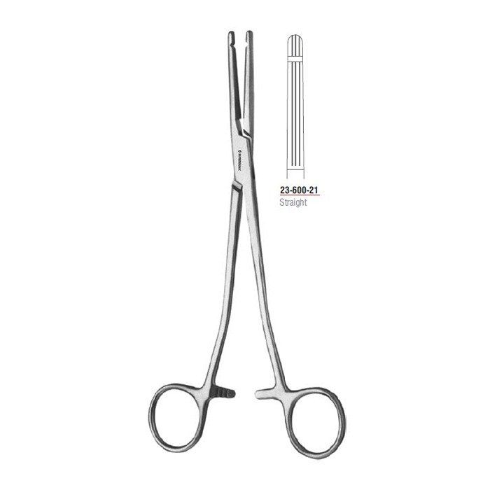 23-600-21 Heaney-Ballentine Hysterectomy Forcep Straight 21.5 cm stainless steel surgical instrument.