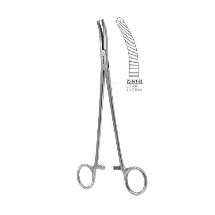 Wertheim Hysterectomy Forcep Curved 1x2 Teeth 22.5 cm stainless steel