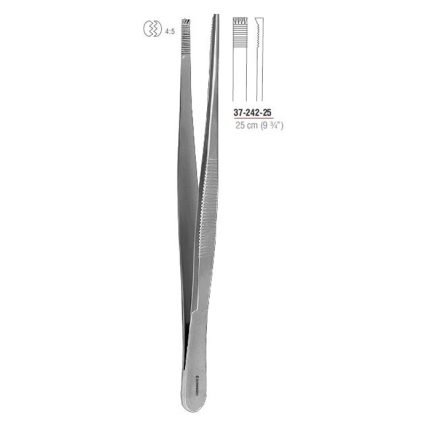 Adlerkreutz Dissecting Forcep 4 x 5 Teeth 25 cm - 9 3/4" Stainless Steel
