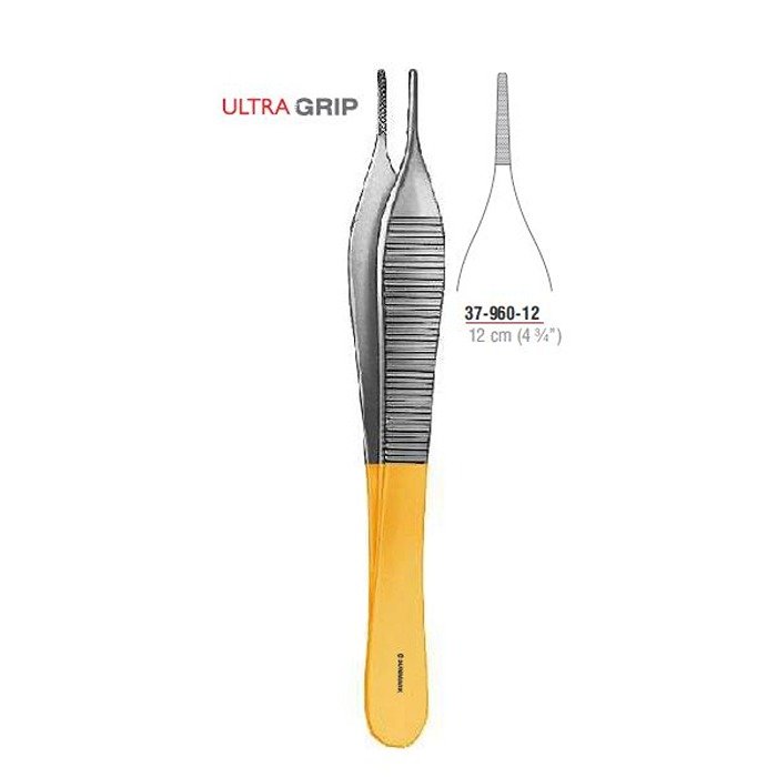 DuraGrip™ TC Adson Dressing Forcep 12 cm - 4 3/4" Stainless Steel